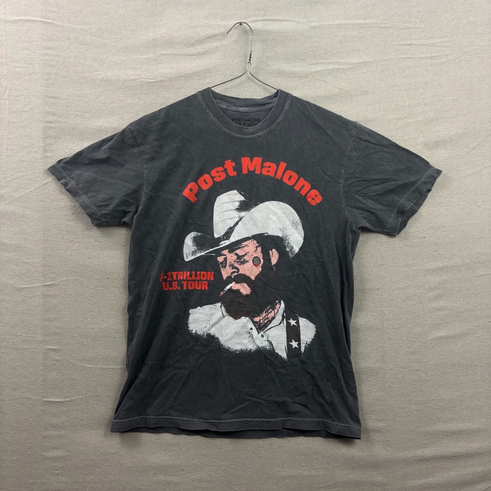 Post Malone Graphic T-Shirt Unisex Medium Washed Black F-1 Trillion 2024 Tour